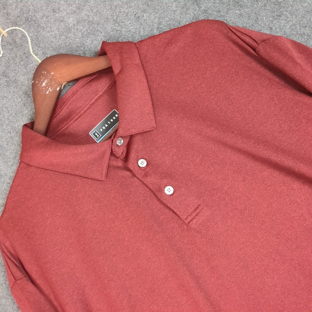 PGA Tour Mens XXL Long Sleeve Polo Shirt Dark Carria Red Heather NEW